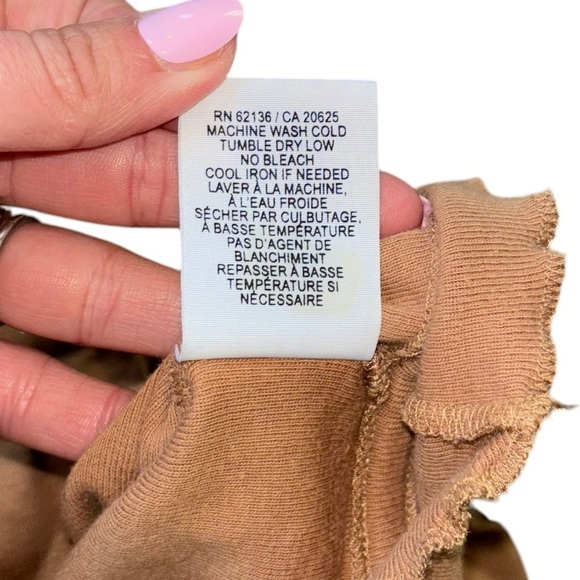 Guess Jeans Tan Lettuce Trim Sleeveless Blouse Women’s XS Draw String Waist Y2K - Picture 10 of 12